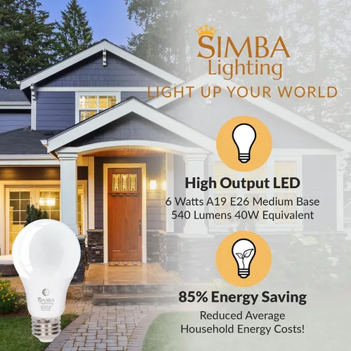 Miniatura 3 de Simba Lighting LED A19 Dusk to Dawn 6W 120V Outdoor Bulbs E26 2700K, 2 Pack With Photocell Sensor Smart Auto On and Off, 40W Replacement for
