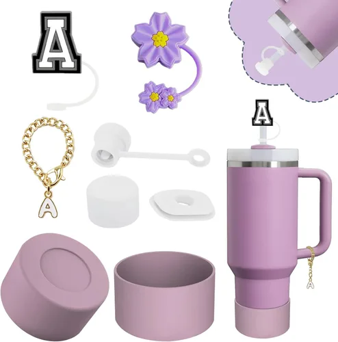 Conjunto de accesorios para taza Stanley, incluye 2 piezas de cubierta de pajita de 0.4 pulgadas, 1 juego de tapón a prueba de derrames de silicona