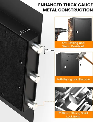 Miniatura 3 de Caja fuerte ignífuga de 23.69 pulgadas de alto para el hogar, resistencia al fuego de 1700 °F durante 60 minutos, caja de seguridad a prueba