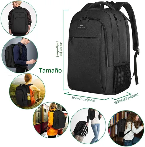 Miniatura 8 de MATEIN - Mochila empresarial para laptop de 15.6 pulgadas, mochila de viaje con puerto de carga USB, resistente al agua, para trabajo, universidad