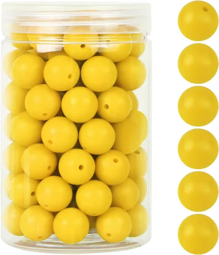Miniatura 19 de EVERMARKET - 110 cuentas focales de silicona, cuentas de silicona de 0.59 pulgadas para hacer llaveros, cuentas redondas de silicona a granel
