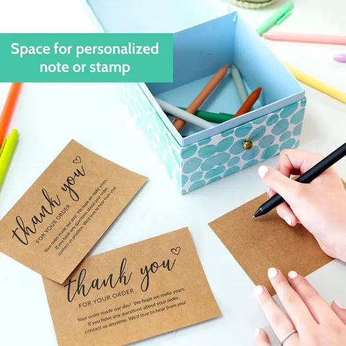 Miniatura 4 de 50 tarjetas de agradecimiento grandes de 4 x 6 in – Tarjetas postales Kraft a granel de compra para apoyar las compras de clientes de pequeñas