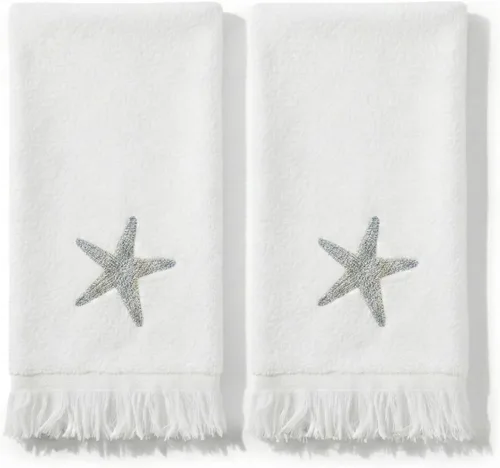 Miniatura 10 de Avanti Linens – Juego de toallas para los dedos, toallas de baño de terciopelo 100% algodón con estrellas de mar bordadas y coral, reverso de rizo