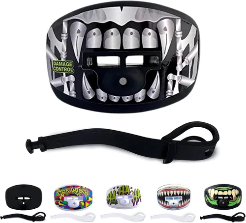 Miniatura 10 de DAMAGE CONTROL Protector Bucal Pacifier – Protector bucal de fútbol americano con correa para casco, protege los dientes, la mandíbula y la boca
