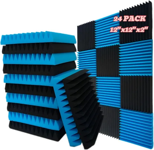 Miniatura 9 de Paquete de 24, 30.5 x 30.5 x 5 centímetros, paneles acústicos, paneles de pared, paneles de sonido, utilizados para insonorización, paneles de Negro
