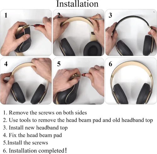 Miniatura 8 de Studio Pro Reemplazo de diadema, bisagra y cojín de repuesto para auriculares Beats Studio Pro, kit de reparación de accesorios de piezas duraderas