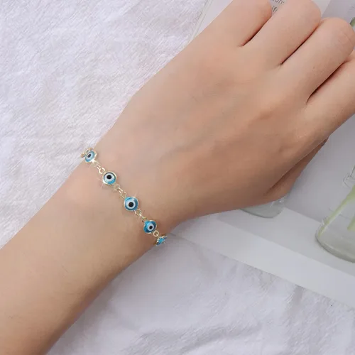 Miniatura 2 de Evil Eye Bracelets Blue Eye Ojo Hamsa Jewelry Dainty Gold Link Bracelets for Women Lucky Turkish Protection Trendy Birthday Jewelry Gifts