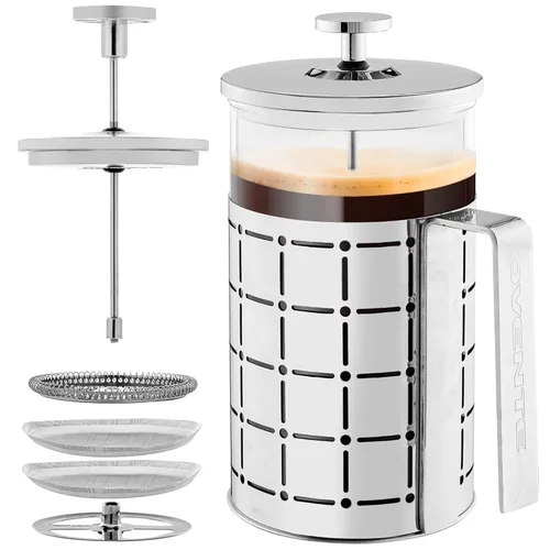 OVENTE Cafetera de prensa francesa de 27 onzas con vidrio de borosilicato resistente al calor, diseño de acero inoxidable y sistema de filtro de 4