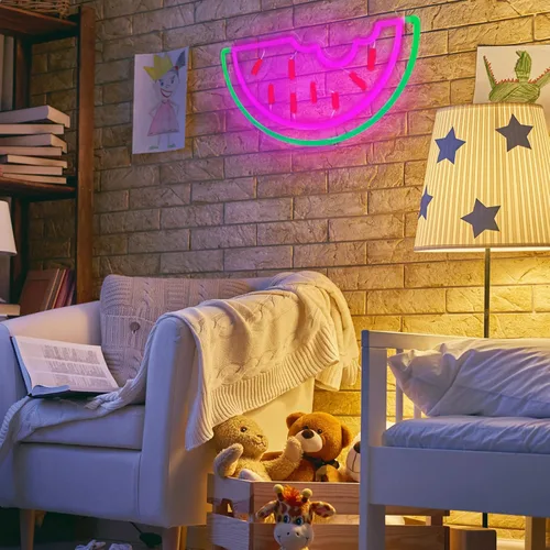 Miniatura 5 de Letrero de neón de sandía, funciona con USB, luz LED de neón acrílica, arte de frutas, letreros de luz LED decorativos para el hogar, dormitorio