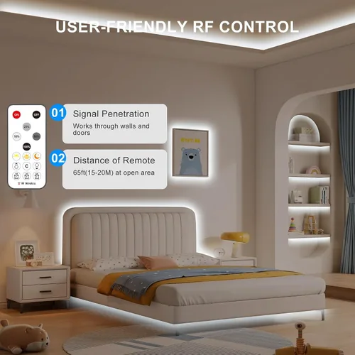 Miniatura 3 de Tira de luz LED COB de 16.4 pies con control remoto, 6500K Ra93+ regulable luz diurna brillante blanca tira de luz LED COB tira de luz blanca