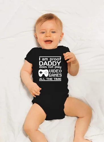 Miniatura 6 de CBTwear Proof Daddy Does Not Play Video Games All the Time – Ropa de bebé – Divertido body para recién nacido para niños y niñas