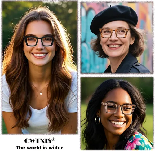 Miniatura 3 de Oprah Style - Lentes de lectura para mujer, con bloqueo de luz azul, cuadrados, de gran tamaño, elegantes y gruesos, bisagra de resorte
