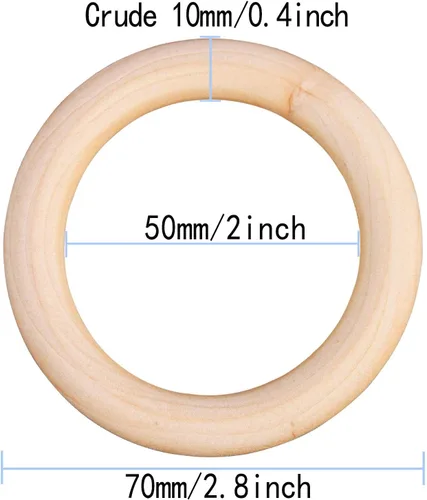 Miniatura 2 de 10 anillos de madera de macramé de 2.756 in/2.7 pulgadas sin terminar, anillos de madera maciza grandes para manualidades, conectores colgantes