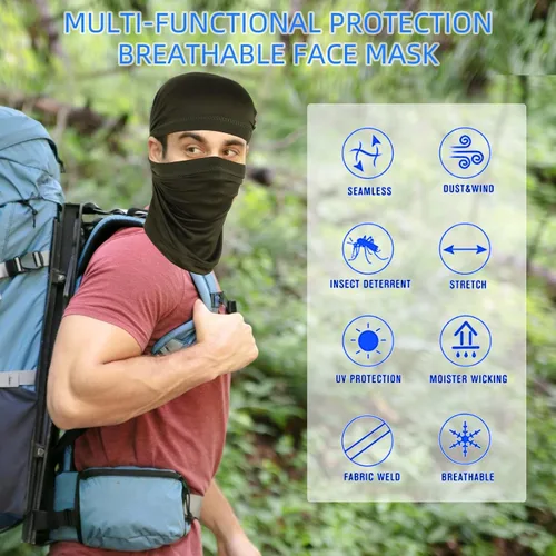Miniatura 5 de Paquete de 4 polainas para el cuello, bufanda, cubrebocas, bandanas transpirables para exteriores, pasamontañas, para hombres y mujeres
