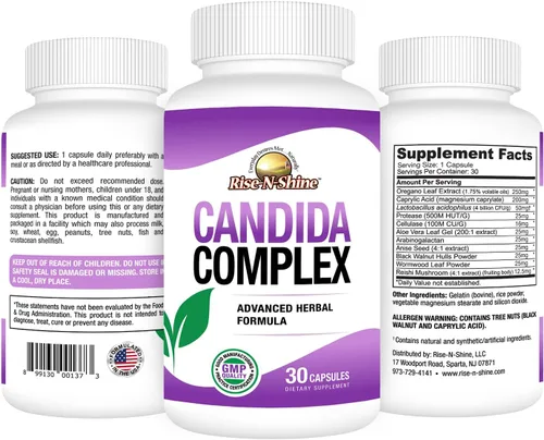 Miniatura 2 de Rise-N-Shine Cápsulas complejas Candida para niveles normales de Candida con orégano, ácido caprílico, hongos Reishi y más 30