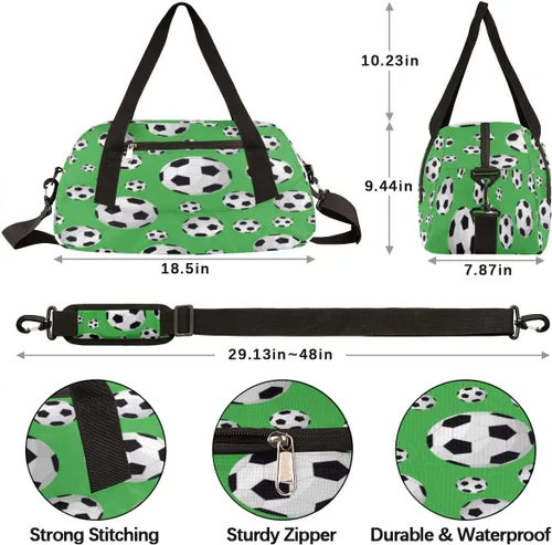 Miniatura 4 de Bolsa de lona para niños y niñas, adolescentes, impermeable, para gimnasio, deporte, bolsa de baile, Patrón de fútbol de fútbol
