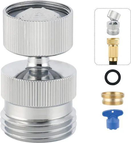 Hibbent Kit de adaptador de manguera de jardín con llave aireadora de grifo para baño y cocina, adaptador de aireador de grifo giratorio de