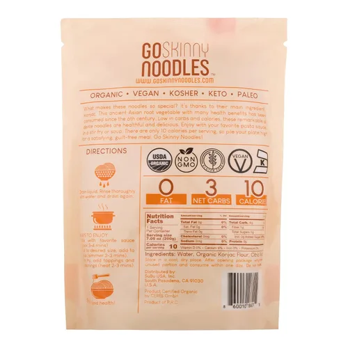Miniatura 2 de GoSkinny Noodles Angel Hair (paquete de 6), Shirataki y Konjac orgánico, bajo en carbohidratos, bajo en calorías, sin gluten, vegano, keto, paleo