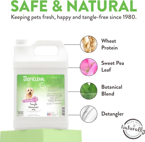 Miniatura 4 de TropiClean Sweet Pea Spray desenredante y desengrasante para gatos y perros Acondicionador para perros en aerosol derivado de ingredientes