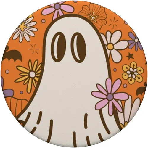 Miniatura 3 de PopSockets de Halloween con fantasma floral hippie retro de los años 70