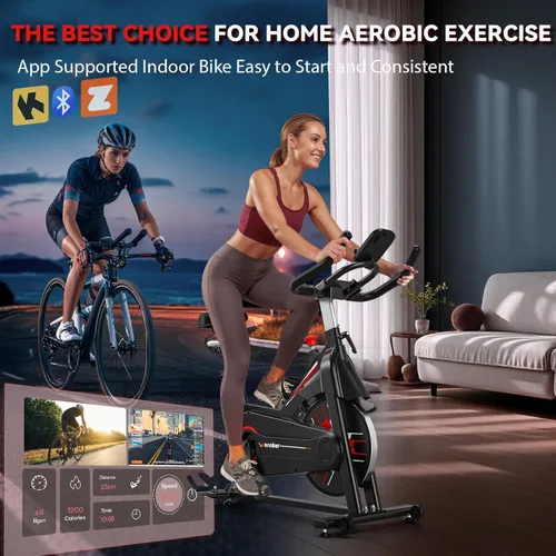 Miniatura 2 de Exercise Bike, Wenoker Magnetic Resistance Stationary Bike for Home App Sync Indoor Bike with 350lbs Weight Capacity, Tablet Holder and Fitness