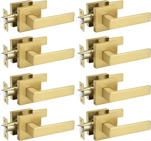 Miniatura 15 de Probrico - Juego de 5 manijas de puerta de paso resistentes para armarios y pasillos, juego de manijas de puerta sin llave de diseño cuadrado Oil