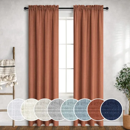 Miniatura 94 de Cortinas blancas puras de 38 pulgadas de ancho para dormitorio, juego de 2 paneles de cortinas de privacidad con bolsillo para barra, cortinas