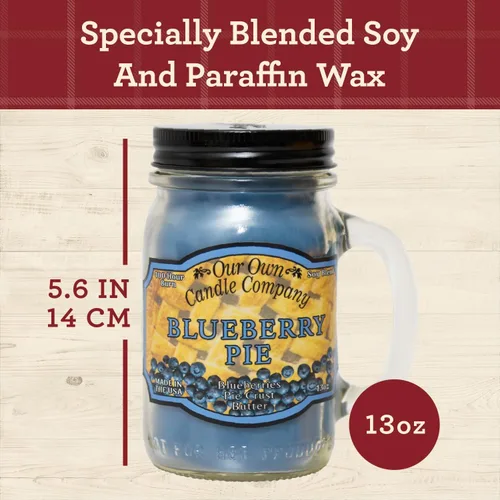 Miniatura 4 de Our Own Candle Company, Blueberry Pie - Vela perfumada en tarro de masón, 100 horas de tiempo de combustión, 13 onzas