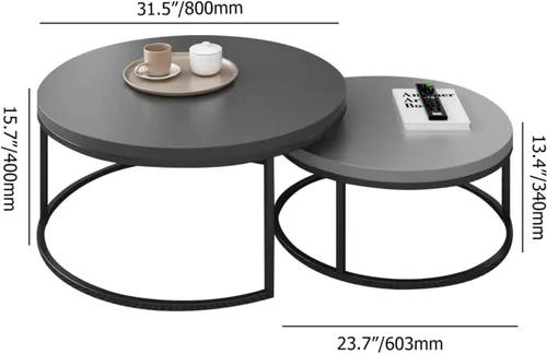 Miniatura 6 de homary Soporte de TV extensible y mesa auxiliar anidable, centro de entretenimiento moderno de 2 piezas con cajones para sala de estar