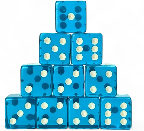Miniatura 11 de Luck Lab Paquete de 10 dados de 19 mm - Dados D6 acrílicos y translúcidos, cuadrados con bordes redondeados para casino, craps, juegos de mesa RPG