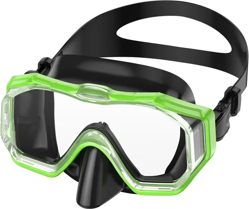 WSTOO Adults Swim Goggles with Nose Cover to Prevent Water Inhaling, Anti-Fog Swimming Mask for Youth Men Women Verde negro