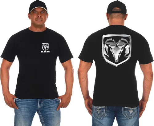 JH Design - Camiseta de manga corta con logotipo de Dodge Ram para hombre color negro