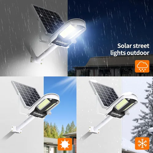 Miniatura 7 de Luces de calle solares intelamp para exteriores, impermeables, 3000LM, 12500mAh, iluminación de seguridad con inundación, sensores de movimiento PIR