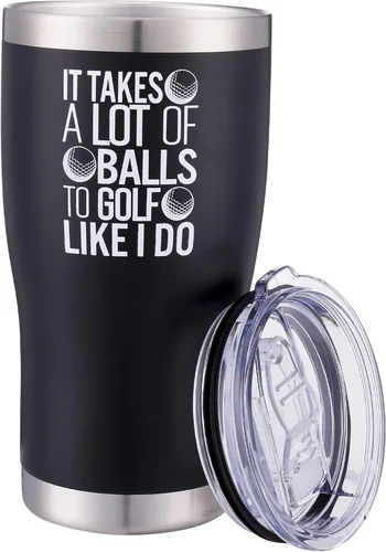 Vaso de golf – Regalo perfecto de golf, taza de café aislada al vacío de 20 onzas con tapa y pajilla, regalo divertido para hombres, golfistas,