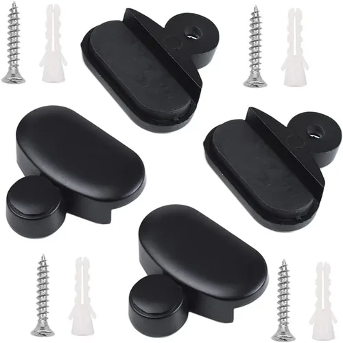 Clips de espejo de pared de aleación de zinc de 4 piezas, ovalados, color negro para vidrio grueso de 0.118-0.197 in