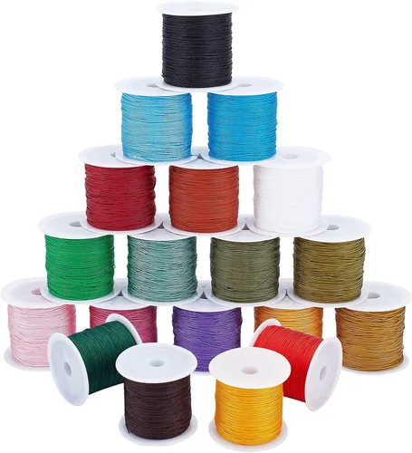 arricraft Cordón de poliéster de 19 colores, cuerda redonda de cuentas de 0.020 in (0.02 pulgadas), alambre anudado para nudos chinos, kumihimo,