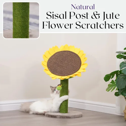 Miniatura 7 de Catry - Rascador reemplazable de 23" 2-en-1 para gatos con almohadilla de rascado convertible en forma de girasol o percha, montaje rápido