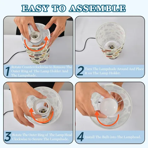 Miniatura 4 de Vegetable Retro Dimmable Bedside Touch Lamps with Charging Ports for Living Room Bedroom Nightstand Office Desk, Light Bulb Included