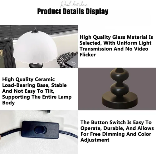 Miniatura 5 de Lámpara de noche LED recargable portátil con lámpara de escritorio regulable de 3 vías, control táctil, lámpara de mesa para el hogar, oficina