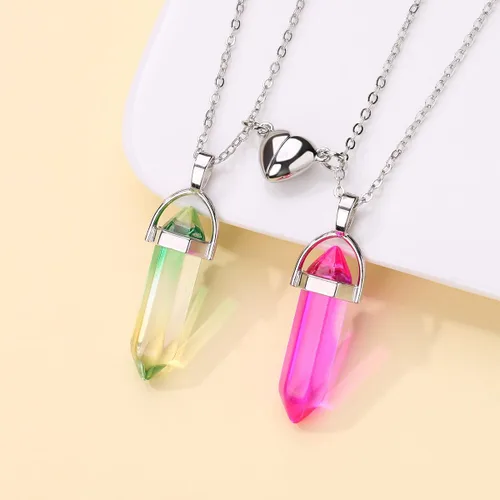 Miniatura 24 de Collar magnético de corazón dividido a juego para parejas, colgante de atracción mutua de cristal, regalo de joyería de amistad para mejores amigos