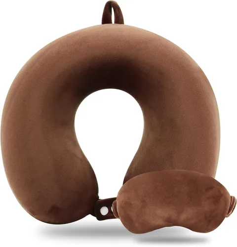 Miniatura 29 de Sexysamba Juego de almohadas de viaje de espuma viscoelástica pura para adultos, funda cómoda y extraíble, lavable a máquina, almohada de soporte