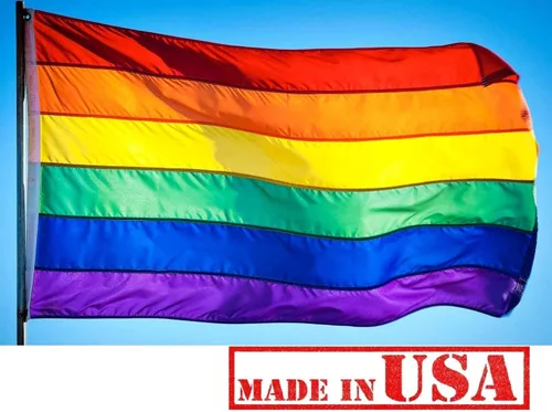 Miniatura 2 de US Flag Factory Bandera arcoíris de 3 x 5 pies (rayas cosidas) para exteriores SolarMax nailon – Orgullo gay lesbiana LGBT – Resistente a