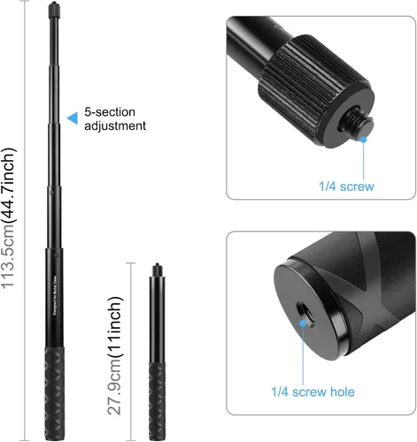 Miniatura 3 de PULUZ Soporte para manillar de motocicleta para Gopro, Insta360 One×2/×3 y otras cámaras de acción Selfie Stick se adapta a manillares de 1.142