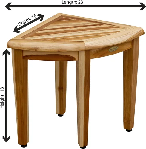 Miniatura 8 de EcoDecors SnazzyCorner - Banco de ducha impermeable de madera de teca para el interior, proporciona seguridad, almacenamiento y organización