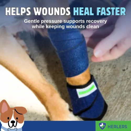 Miniatura 6 de Healers PetCare - Vendajes ajustables para perros con insertos de gasa, envoltura elástica transpirable para cuidado de heridas y apoyo articular