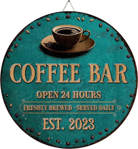 Miniatura 19 de Letrero de madera de barra de café personalizado, placa de pared para decoración de cocina, regalos personalizados para amantes del café, café 02