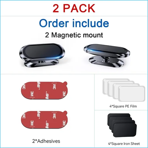 Miniatura 7 de 【Paquete de 2】 Soporte magnético para teléfono para automóvil, [imán súper fuerte] [con 4 placas de metal] Soporte magnético para iPhone