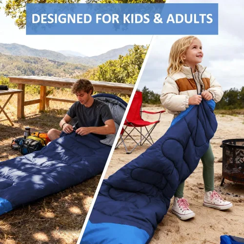 Miniatura 6 de Oaskys - Saco de dormir para acampar, para 3 estaciones, clima cálido y fresco, verano, primavera, otoño, ligero, resistente al agua, para adultos