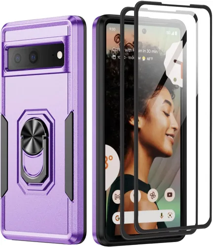 Miniatura 10 de Funda para Google Pixel 6A 5G con protector de pantalla, grado militar, de doble capa, resistente, a prueba de golpes, cubierta protectora de cuerpo