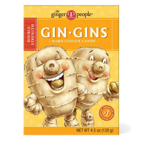 GIN GINS - Caramelo duro de jengibre de doble fuerza por The Ginger People – Anti-náuseas y ayuda a la digestión, caramelo saludable envuelto